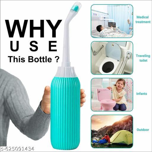 Handheld Portable Bidet Spray Bottle for Toilet - Retractable Angled Nozzle with Travel Pouch (Green, 500ML)