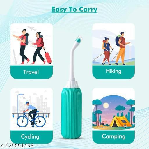Handheld Portable Bidet Spray Bottle for Toilet - Retractable Angled Nozzle with Travel Pouch (Green, 500ML)