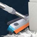 3 in 1 Bathroom Cleaning Brush with Wiper & Long Handle - 180° Rotate Floor Scrub Brush for Tiles (Orange)
